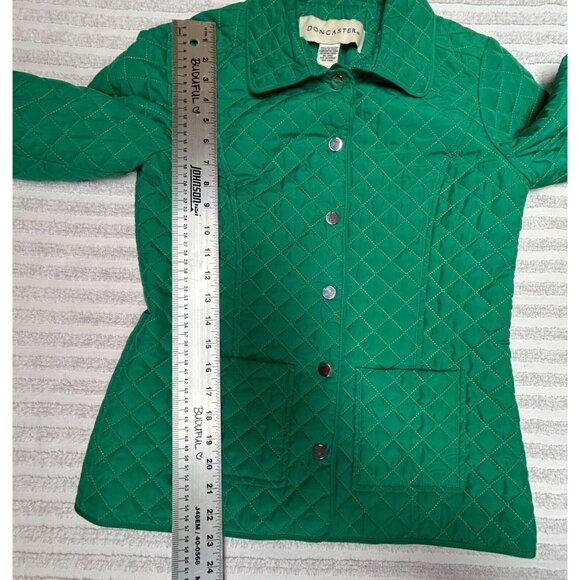 Doncaster Womens Green Quilted Jacket Size 2 Lightweight Pockets Snap Closure - Picture 10 of 10